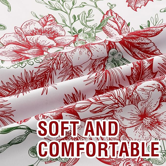 H.VERSAILTEX Christmas 100% Blackout Curtain Thermal Insulated Bedroom Curtains Back Tab/Rod Pocket Vintage Floral Curtains with Black Liner, 2 Panels Set 84 Inch, Christmas Red and Christmas Green