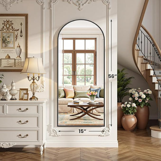 OLIXIS Full Length Mirror 59"x16" for Bedroom, Full Body Mirror with Stand, Hanging or Leaning for Wal