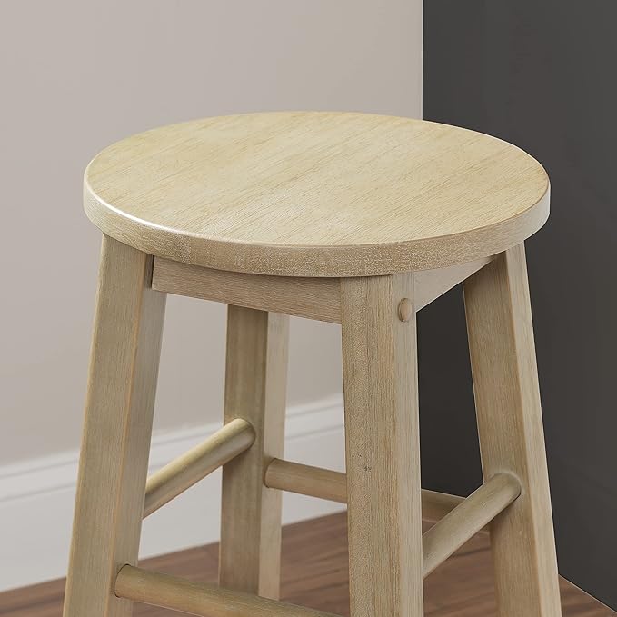 Zeke Grey Wash 29" Barstool with Round Seat by Linon