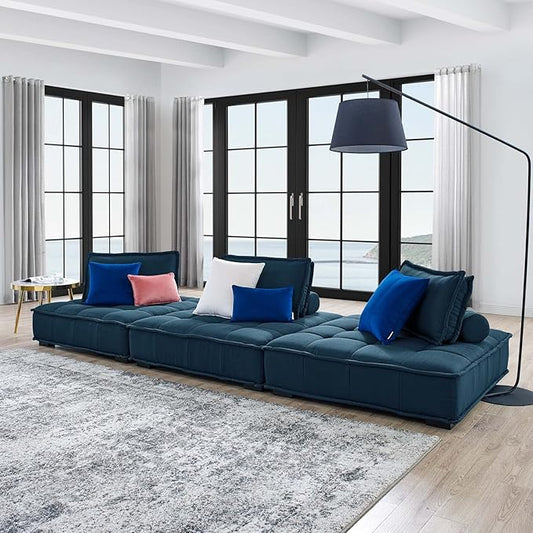Modway Saunter Sofas, 3-Piece Set, Azure