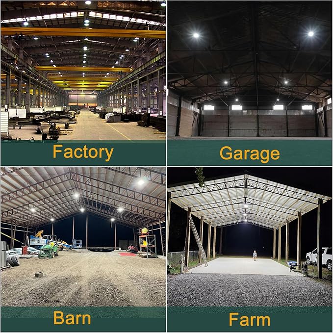 LED High Bay Light 420W 60000lm 5000K High Bay LED Shop Lights with US Plug, AC100-277V UFO Commercial Bay Lighting for 30-55FT Height -2Pack