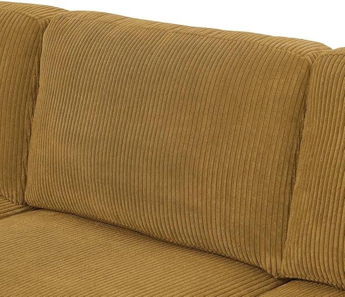Eafurn L Shaped Modular Sectional Sofa with Left Chaise Lounge, 3 Seater Corner Sectional Couch Corduroy Upholstered Sofa Set w/Thickness Seat Cushions for Living Room Apartment | Wooden Frame, Removable Cushions, pocket spring, Easy Assembly