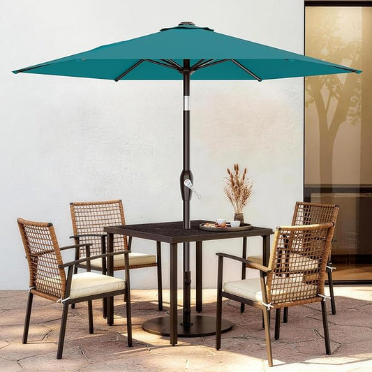 AreShark 7.5FT Patio Umbrella Table Market Umbrella w/Tilt and Crank, Heavy-Duty Outdoor Umbrellas for Pool, Deck, Garden and Backyard, Cerulean