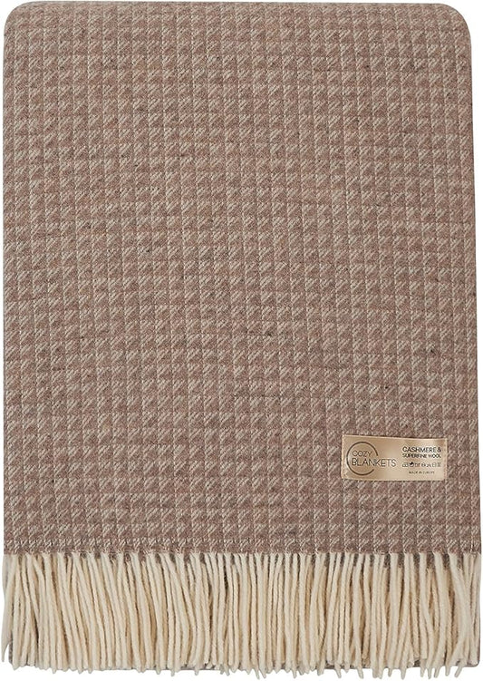 | Cashmere Blend Blanket | 10% Cashmere, 90% Superfine Wool | Ultra-Soft, Warm & Breathable Throw with Fringes | Elegant Bed or Sofa Layer 55"x79" (140 x 200 cm)