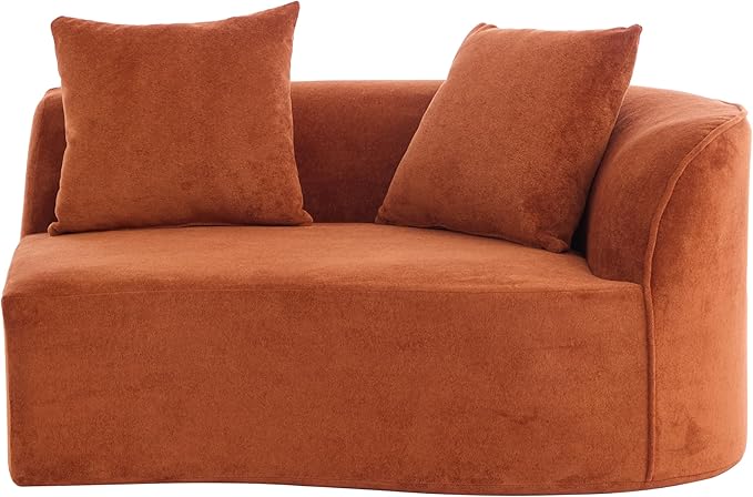 Christopher Knight Home Braebt 126" Modular Sofa with 4 Throw Pillows, Curved 5-Seater Large Sofa Couches, Comfy Upholstered Sectional Cloud Couch for Living Room, No Assembly Required, Dark Orange