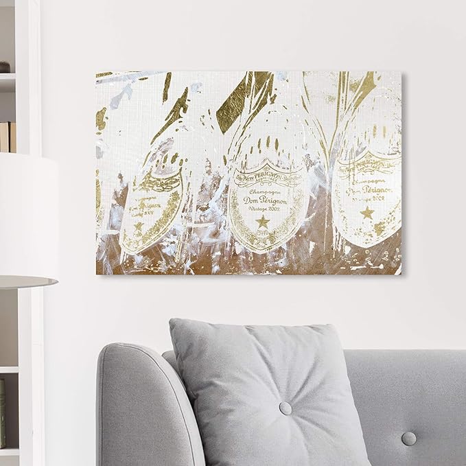 The Oliver Gal Artist Co. Drinks and Spirits Wall Art Canvas Prints 'Champagne Showers' Home Décor, 30 in x 20