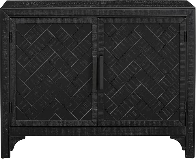 Ball & Cast 40" Farmhouse 2-Doors Storage Sideboard Buffet Cabinet w/Adjustable Shelves & Pattern Door, Wood Decorative Coffee Accent Cabinet Console Table for Entryway Kitchen Dining, Antique Black