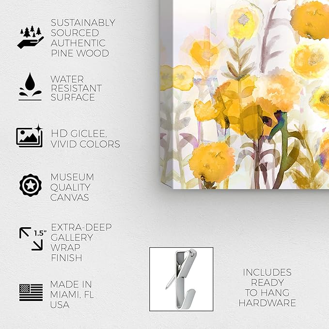 The Oliver Gal Artist Co. Floral and Botanical Wall Art Canvas Prints 'Bella Garden Poppy Yellow' Gardens