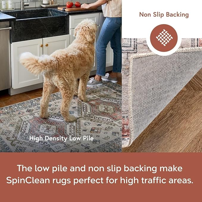 Nuloom SpinClean Banks Beige/Ivory, 5' x 8', Vintage, Soft and Cozy, High Traffic, Stain Resistant, Easy Clean, Durable, Machine Washable Area Rug for Bedroom, Living Room, Dining, Foyer