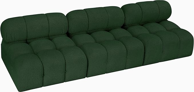 Meridian Furniture 611Green-S102B Ames Collection Modern | Contemporary Modular Sofa with Rich Green Boucle Fabric, Modular to Create Infinite Configurations, 102" W x 34" D x 28" H, Green