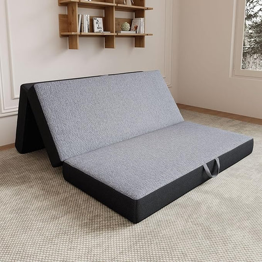 Vamcheer Tri Folding Mattress Full Size - 6 Inch Foldable Mattress for Travel/RV/Camping/Guest Room/Yoga, 73"x52"x6" Tri-fold Memory Foam Cushion with Washable Cover
