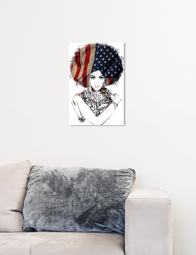 The Oliver Gal Artist Co. People and Portraits Wall Art Canvas Prints 'New American Woman' Home Décor, 10 in x 15 in, White, Black