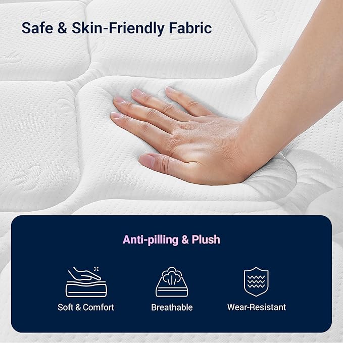 Avenco Twin XL Mattress, 6 Inch Twin XL Size Mattress for Kids with Individually Smarts Pocket Springs for Back Pain Relief, Hypoallergenic Fabric Colchones TXL Box Spring No Need, Medium Plush