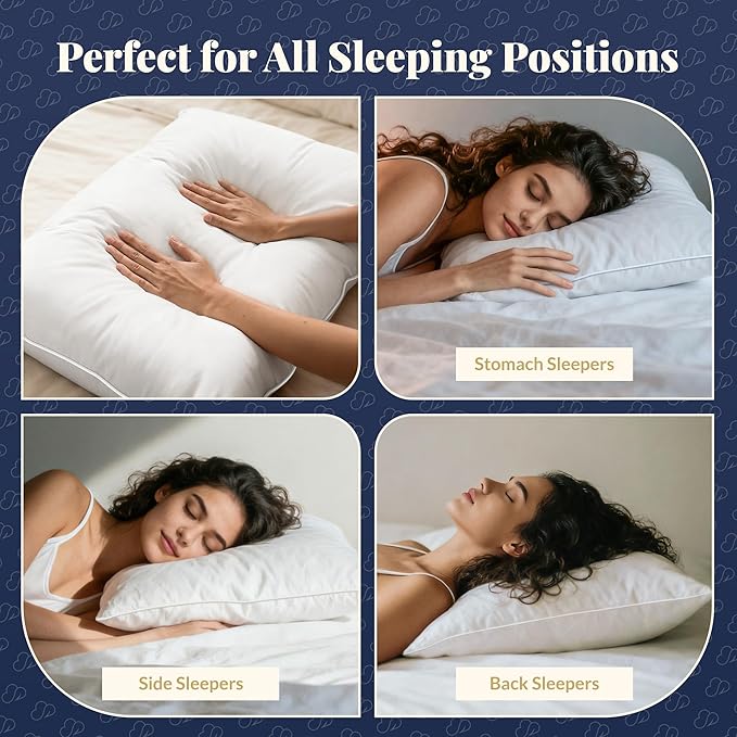 White Goose Down Pillow - Luxury Hotel Bed Pillow with 100% Natural 1000+ Fill Power Goose Feather Down Pillow for Sleeping, 700TC Cotton Shell, King Size- Medium, 1 Pack