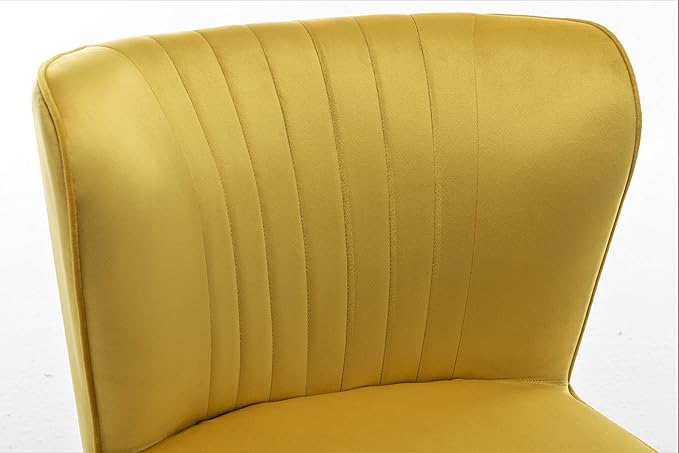 Modern Velvet Accent Chair for Living Room, Bedroom, or Entryway, Stylish and Comfortable Armless Design with Metal Legs, Yellow