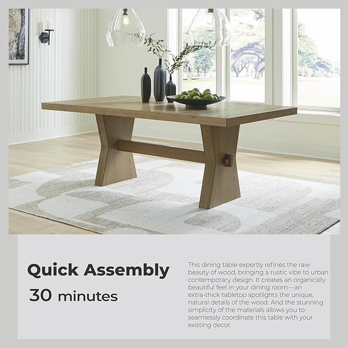 Signature Design by Ashley Galliden Farmhouse Dining Table, Light Brown