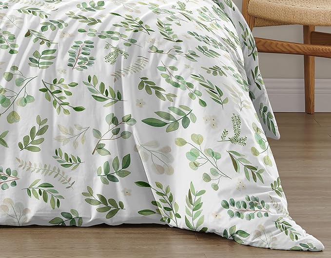 Sweet Jojo Designs 2-Piece Twin Comforter Set (Green Floral Leaf) for Girls/Boys, Teen, Kids Bedding, Bed in a Bag incl. Blanket & Pillow Sham (Boho, Watercolor Botanical, Woodland, Tropical, Garden)