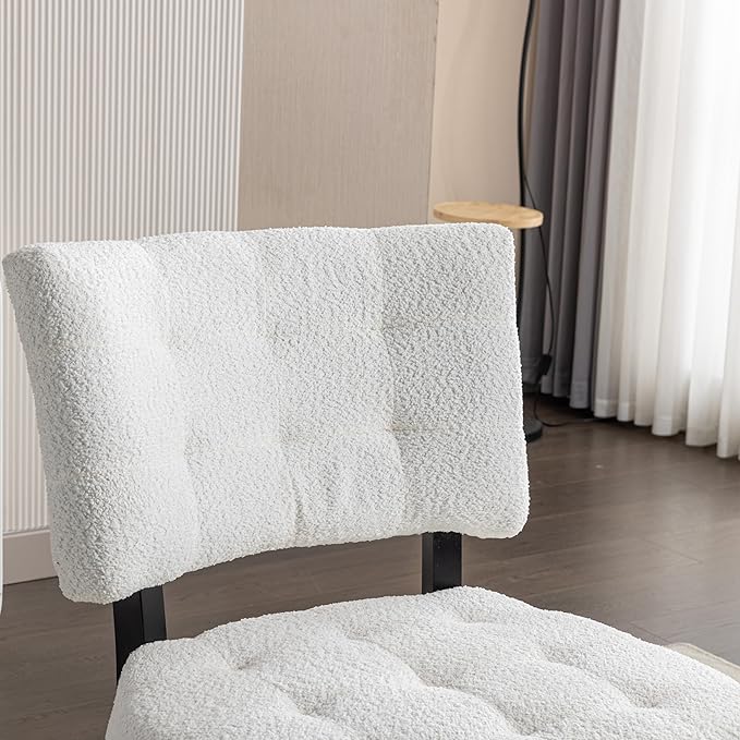 Roundhill Furniture Movile Boucle Tufted Accent Chair with Oversized Seating, White