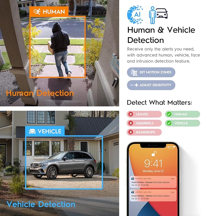 Amcrest 2-Pack UltraHD 4K (8MP) IP PoE AI Camera, 49ft Nightcolor, Security Outdoor Turret Camera, Built-in Mic, Human Detection, Active Deterrent, 129° FOV, 4K@15fps 2PACK-IP8M-2779EB-AI (Black)