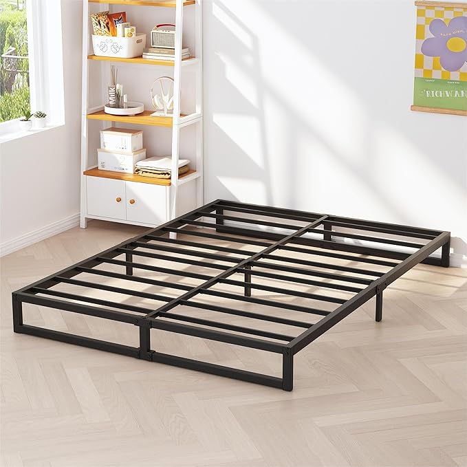 5 Inch King Size Bed Frame Metal Platform Mattress Foundation with Steel Slat Support, No Box Spring Needed, Easy Assembly, Black