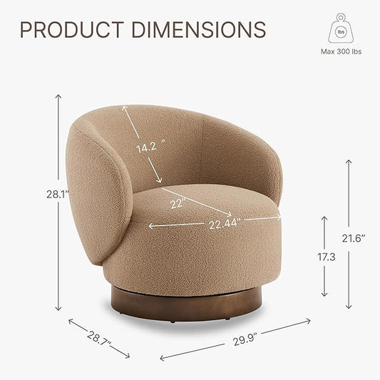 Swivel Accent Chair Round Barrel Armchair Upholstered Performance Fabric for Living Room Bedroom Reading Waitingroom,1 PCS,Sand