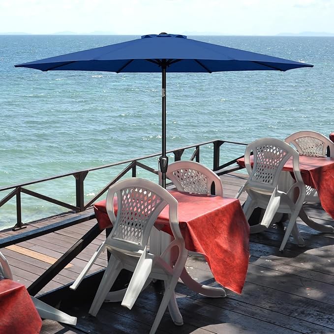 YSSOA 7.5' Patio Umbrella Outdoor Table Market Yard Umbrella with 6 Sturdy Ribs, Blue