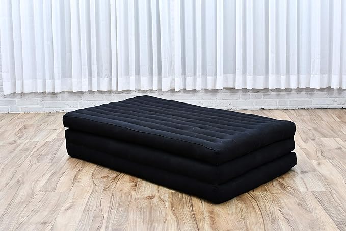 Leewadee Trifold Mattress XL – Comfortable Thai Massage Pad, Foldable Relaxation Floor Mattress Filled with Kapok, Perfect to Use as a Sleeping Mat 79 x 39 inches, Black