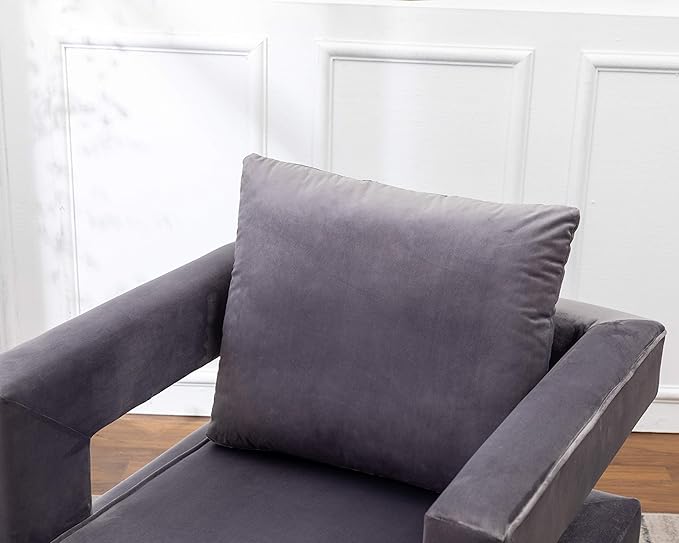 Roundhill Furniture Lenola Upholstered Accent Arm Chair, Gray 27.5D x 29.75W x 34.5H in