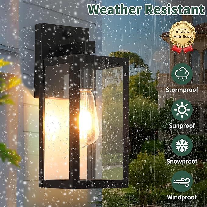 Dawn to Dusk Outdoor Sensor Light Fixture Waterproof Porch Lights Anti-Rust Exterior Wall Lighting Outdoor Wall Lantern for Patio Front Door Garage House