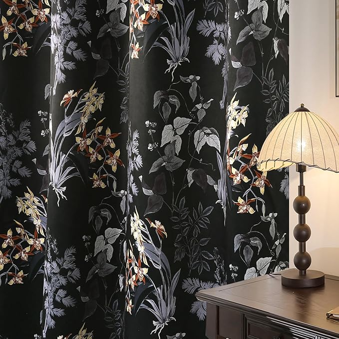 H.VERSAILTEX Blackout Curtains for Bedroom/Living Room Thermal Insulated Printed Curtain Drapes 84 Inches Long Energy Efficient Room Darkening Curtains Pair (2 Panels), Vintage Brocade