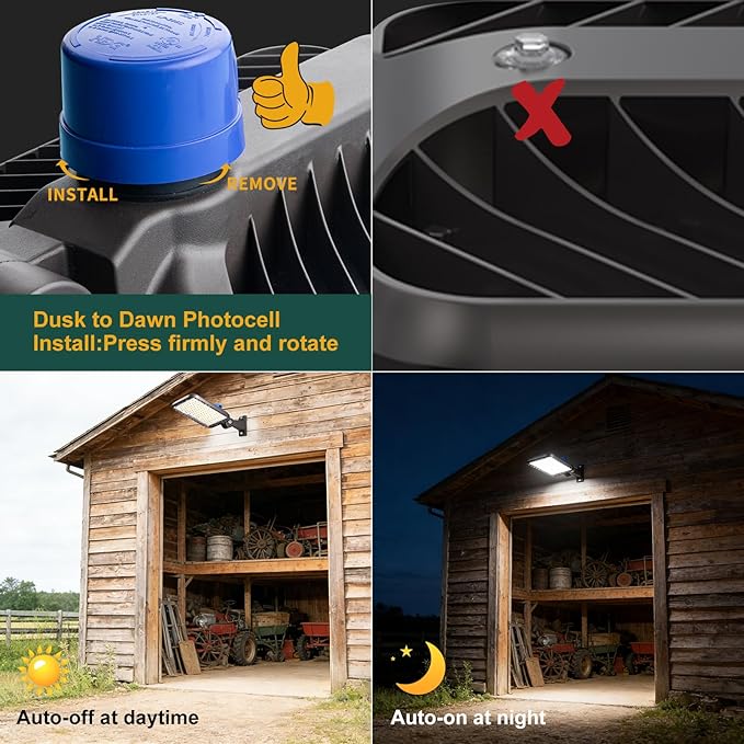 320W LED Parking Lot Light 48000lm (Eqv 1280W HID HPS) Arm Mount LED Pole Light IP65 5000K ETL Listed Commercial Area Lighting with Smart Photocell 6KV SPD 7 Yrs Warranty -2Pack