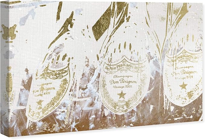 The Oliver Gal Artist Co. Drinks and Spirits Wall Art Canvas Prints 'Champagne Showers' Home Décor, 30 in x 20