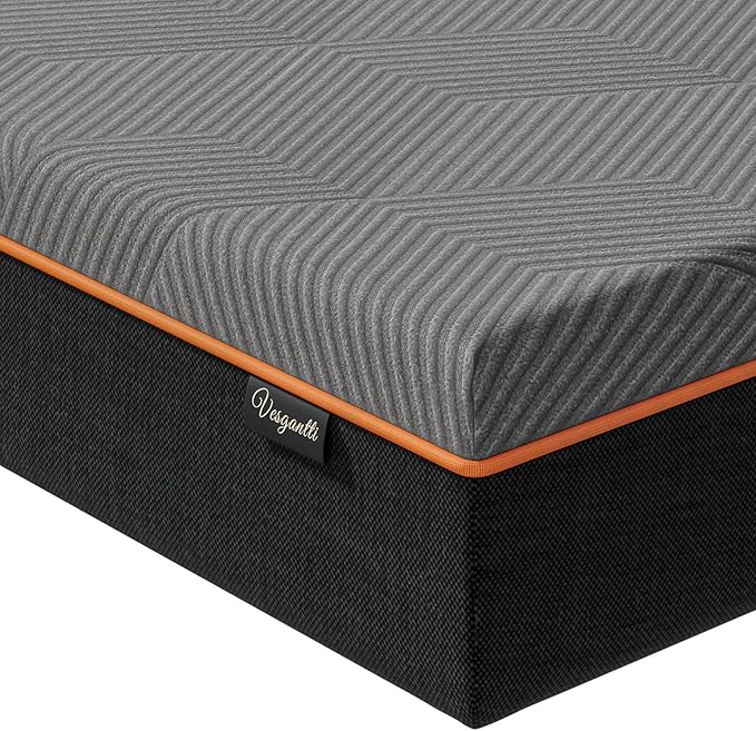 Vesgantti Queen Mattress, 12 Inch Gel Memory Foam Mattress Queen Size with Comfort Foam for Pressure Relief & Cool Sleep & Body Support, Made in USA, Medium Feel Bed in a Box, Grey