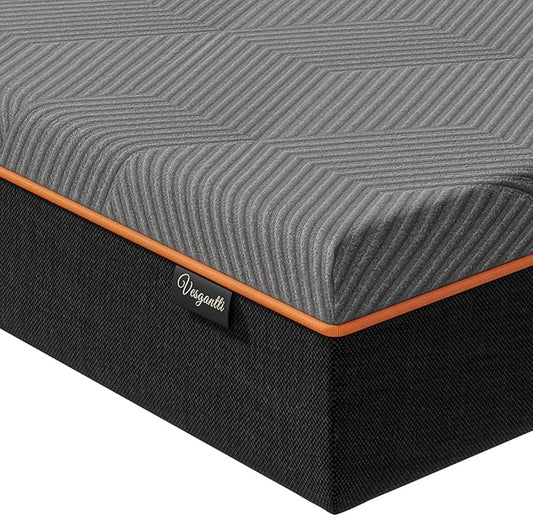 Vesgantti Queen Mattress, 12 Inch Gel Memory Foam Mattress Queen Size with Comfort Foam for Pressure Relief & Cool Sleep & Body Support, Made in USA, Medium Feel Bed in a Box, Grey