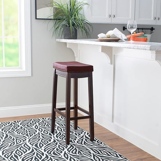 Linon Claridge Bar Stool, 32" x 18.75" x 13", Red