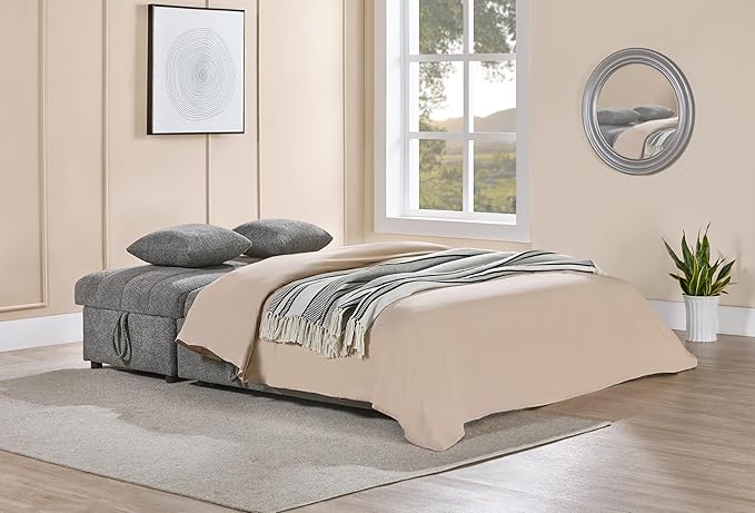 ERYE 96-Inch Oversized Reversible Corner Sleeper Sectional Sofa Bed for Living Room Office,L-Shaped Boucle Upholstered Convertible Pull Out Sleeper Couch Bed W/Storage Chaise | Cupholders, USB-C Ports, Channel Tufted