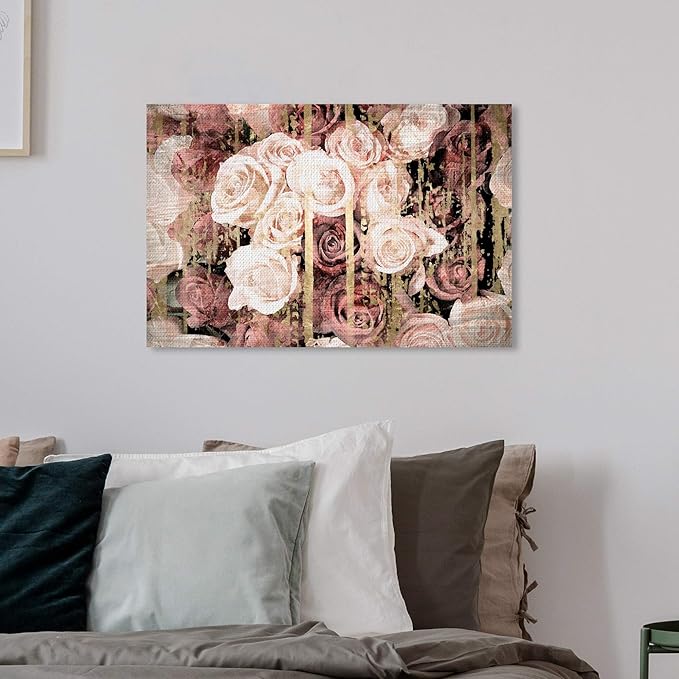 The Oliver Gal Artist Co. Floral and Botanical Wall Art Canvas Prints 'Shabby Chic Romance' Florals, Pink, Brown, 24" x 16"