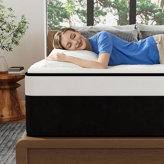 Full Mattress, 14 Inch Full Hybrid Mattress in a Box with Memory Foam, Medium Firm, Euro Top, Reinforced Edge Support, Pressure Relief & Motion Isolation, CertiPUR-US Certified