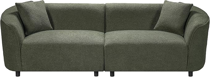 Christopher Knight Home Sabbo 87.50" Boucle Upholstered Couch, Oversized 2 Seater Sofa, Curved Soft Seating Lounge Sofa Chair, Cozy Loveseat with Armrest, Reading Sofa for Living Room Home Rest, Green