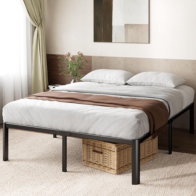 Zinus Van 16 Inch King Metal Platform Bed, Steel Slat Support, No Box Spring Needed, Eco Friendly WonderBox Packaging, Easy Assembly, Black