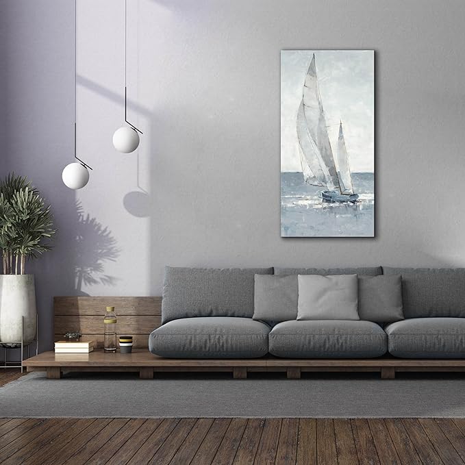 Epic Graffiti "Grey Seas I by Ethan Harper, Canvas Wall Art, 30"x60"