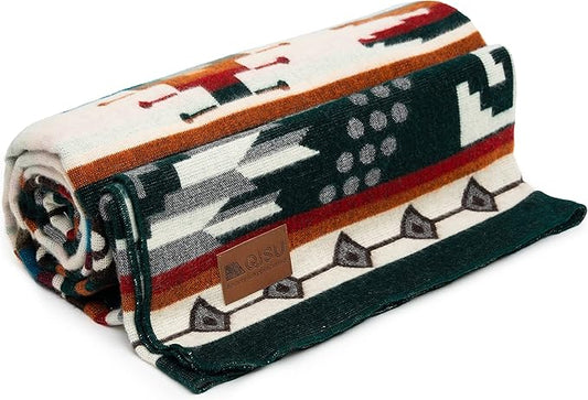 QISU Wool Blanket Throw | Large, Beautiful, Warm, Variegated, Handmade in Ecuador by Local Artisans | 94″ x 78″ | Ultra-Soft, Hypoallergenic, Breathable | Non-Itchy or Scratchy Fabric (Collard Trogon)