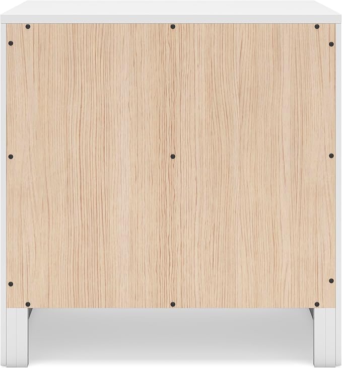 Signature Design by Ashley Binterglen Casual 2 Drawer Nightstand with Safety Stop, 23.63" Tall, White