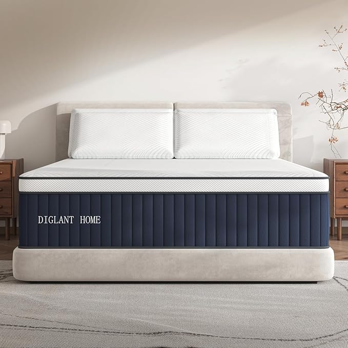 King Mattress, 14Inch Medium Plush Hybrid Memory Foam Mattress, 7-Zone Individual Pocket Springs King Size Mattress in a Box, Supportive & Pressure Relief, CertiPUR-US Certified, 76"*80"