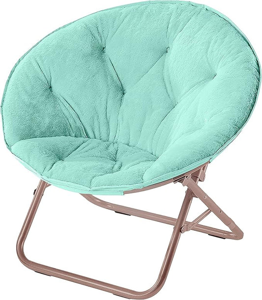 Urban Lifestyle Faux Fur Saucer Chair with Metal Frame, One Size, Mint
