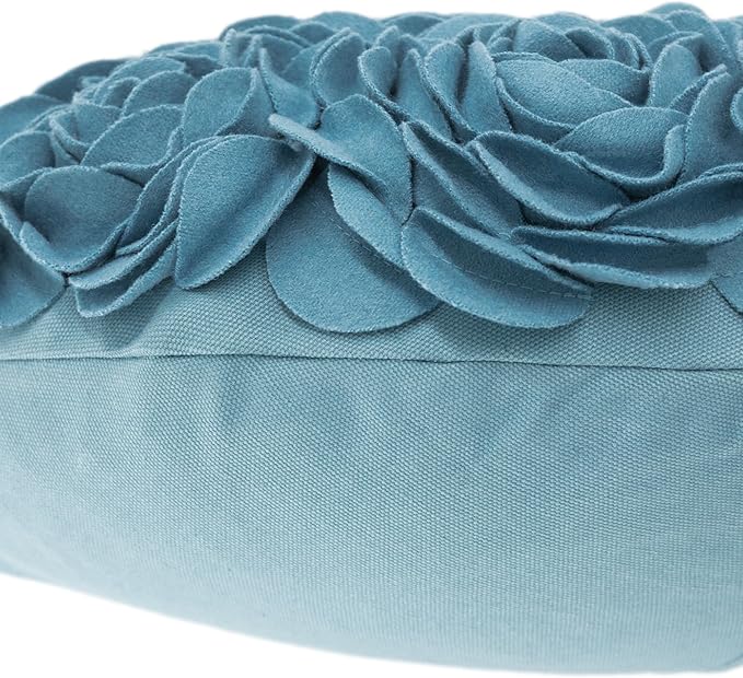 JWH Heart Flower Throw Pillow Covers Decorative Floral Shaped Accent Cushion Soft Pillowcase for Sofa Couch Living Room Bed Chair 14x16 Inches Teal Blue