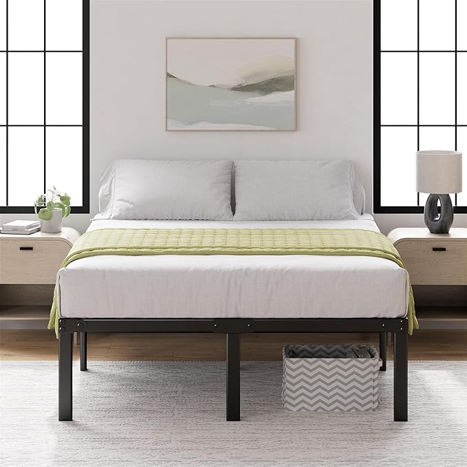 ZINUS Yelena 18 Inch King Metal Platform Bed Frame, Steel Slat Support, No Box Spring Needed, Eco Friendly WonderBox(TM) Packaging, Easy Assembly, Black