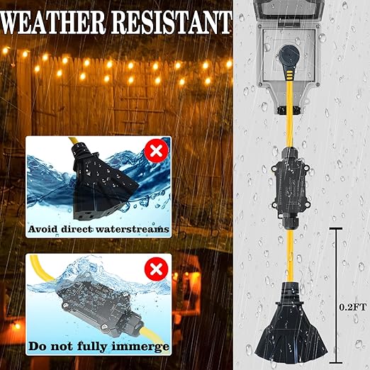 AC110V Outdoor Wireless Remote Control Power Switch, AC110V/120V/250V/20A Heavy Duty Weatherproof Smart Outlet Plug with 3-Way Y-Splitter,164FT Range for Lamps,Pumps,Dust Collectors