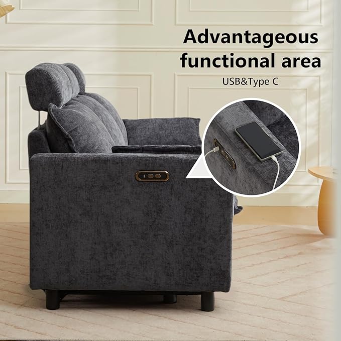 GUEAPY Cloud Couch Power Reclining Sofa Loveseat-Oversized Reclining Sectional Couches, Modern Power Recliner Sofa/Couches for Living Room, Comfortable Recliner Couches with Soft Upholstery Pillows