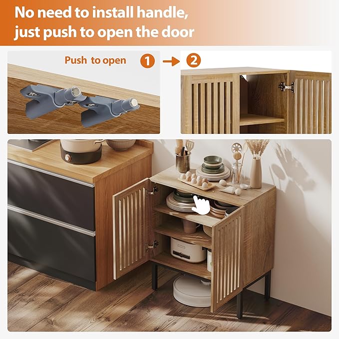 Mericonia Grille Buffet Cabinet with Storage, Sideboards 2 Doors with Metal Base and Adjustable Shelf for Kitchen, Coffee Bar, Dining Room, Entryway, Hallway,Living Room